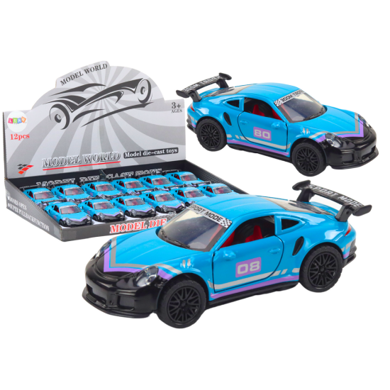 Car Sports Car 1:32 Friction Drive Metal Turquoise Rotaļlietu automašīnas
