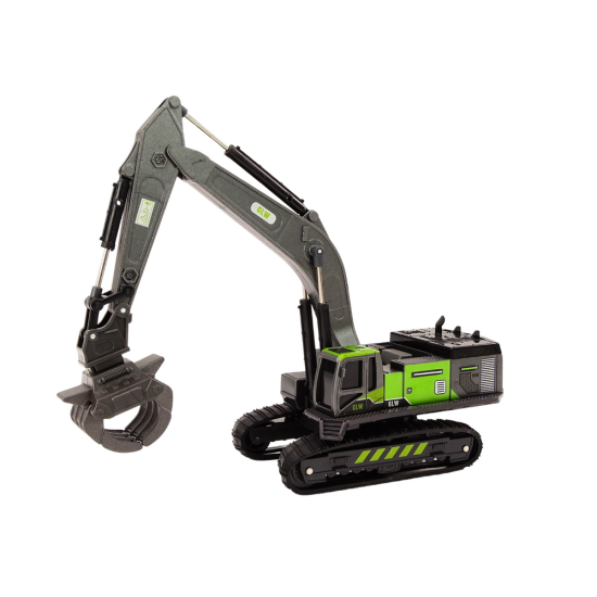Crawler Excavator Grapple Drilling Rig Bucket 1:55 Black-Green Rotaļlietu automašīnas