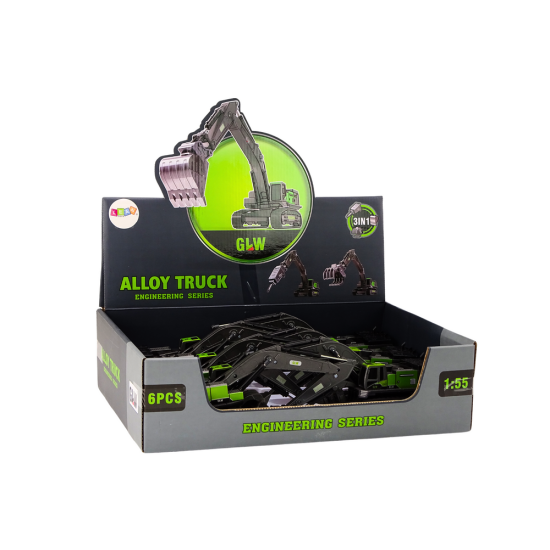 Crawler Excavator Grapple Drilling Rig Bucket 1:55 Black-Green Rotaļlietu automašīnas