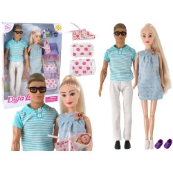 Lellīšu ģimene ar zīdaini un ziedainu segumu