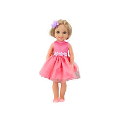 Garā matu lelle ar kleitu un ķemmi 38 cm