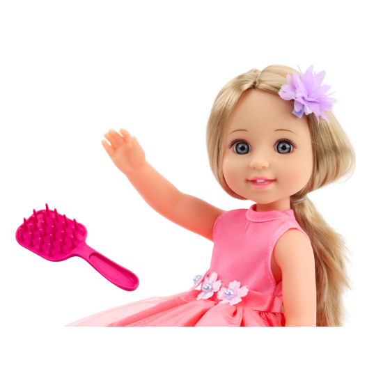 Garā matu lelle ar kleitu un ķemmi 38 cm Leļļu un spēļu komplekti