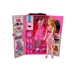 Lēļu komplekts ar čemodāna formas drēbju skapi