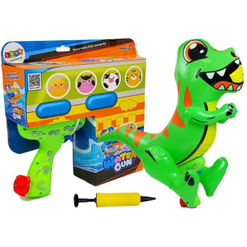 Zaļš ūdens šautenis ar pūšamu dinozauru