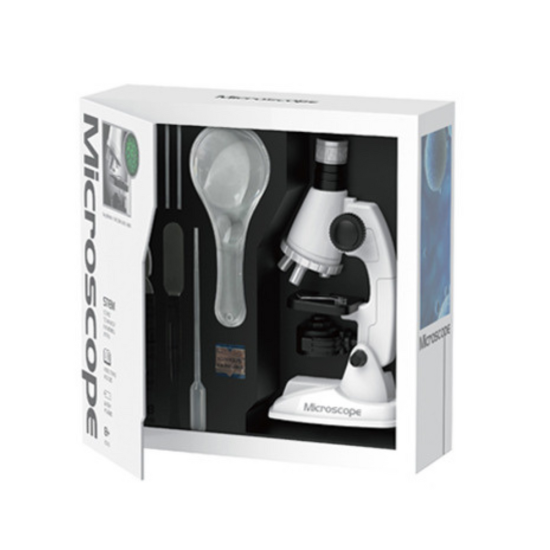 Balts zinātniskā mikroskopa komplekts Saimnieki
