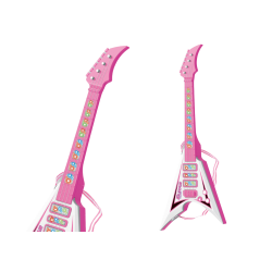 Rozā elektriskās ģitāras komplekts ar skaņas un gaismas efektu