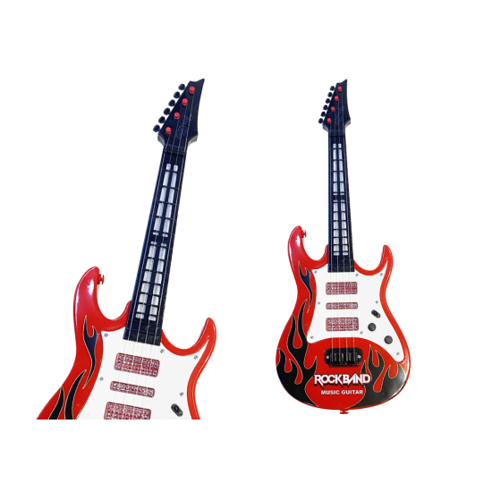 Elektriskā sarkanā ģitāra bērniem ar gaismas un melodijas efektu Mūzikas instrumentai