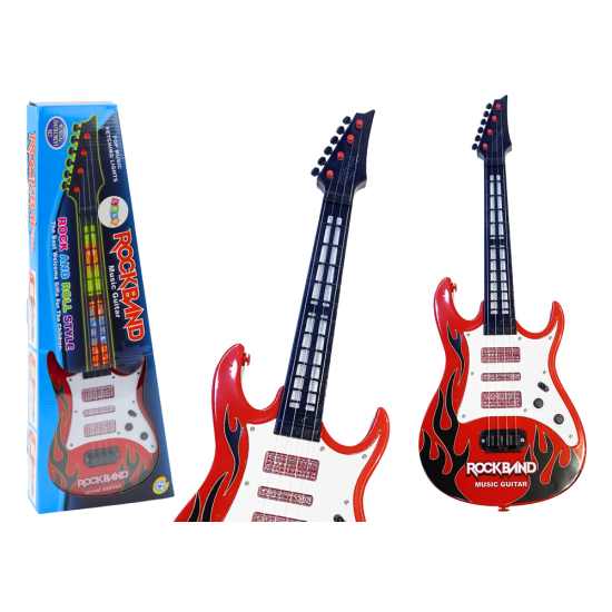 Elektriskā sarkanā ģitāra bērniem ar gaismas un melodijas efektu Mūzikas instrumentai