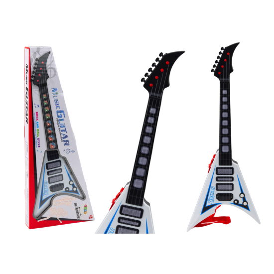 Balta elektriskā ģitāra bērniem ar gaismas un melodiju efektiem Mūzikas instrumentai