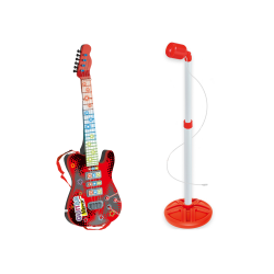 Sarkano elektrisko ģitāru komplekts ar mikrofonu