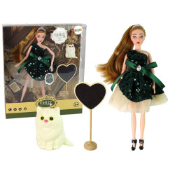 Leļļu Emilija ar baltu kaķēnu