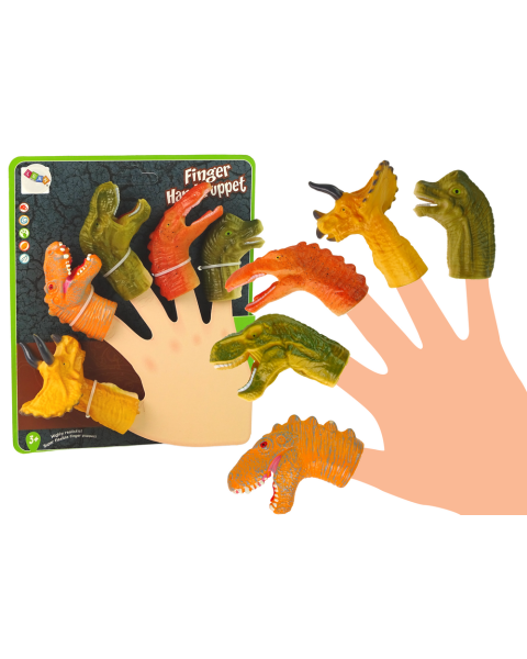 Dinozauru formas pirkstu leļļu komplekts 5 gb