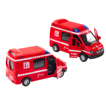 Ugunsdzēsēju mašīna 1:32 Atvēršanas durvju apgaismojums Skaņas Drive Red