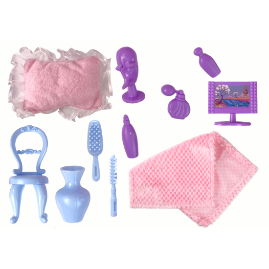 Locījama liela leļļu māja ar dažādām mēbelēm Leļļu un spēļu komplekti