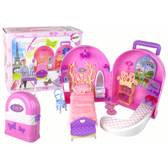 Locījama liela leļļu māja ar dažādām mēbelēm Leļļu un spēļu komplekti