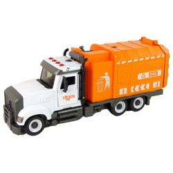 Oranžā atkritumu konteineru kravas automašīna