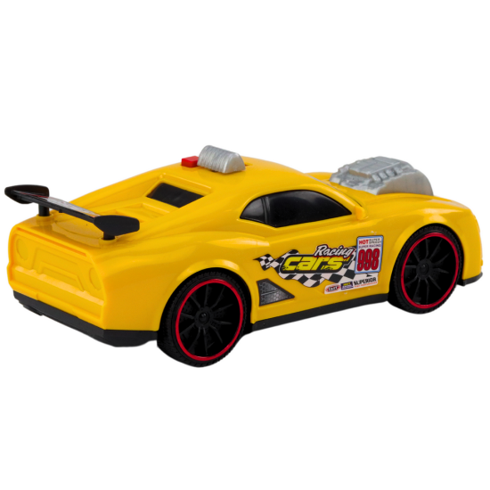 Race Car Lights Sounds Opening Engine Yellow Rotaļlietu automašīnas