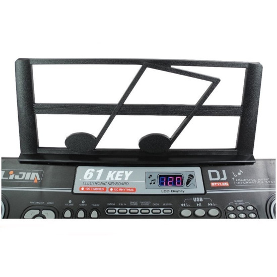 Melnie elektriskās klavieres ar 61 taustiņu un mikrofonu Mūzikas instrumentai
