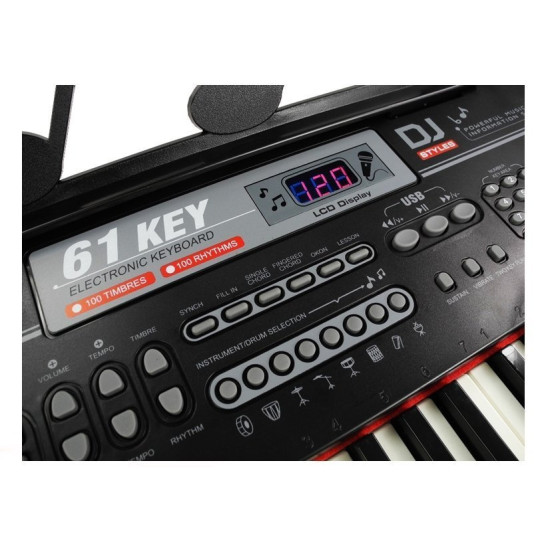 Melnie elektriskās klavieres ar 61 taustiņu un mikrofonu Mūzikas instrumentai