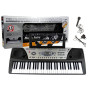 Melnas klavieres bērniem ar mikrofonu un nošu statīvu