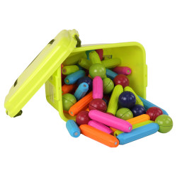 Liels magnētisko kluču komplekts kastē, 64 elementi