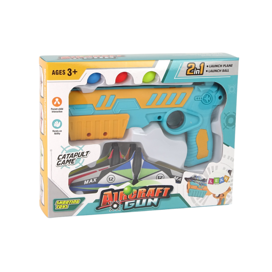 Liels lidmašīnu un bumbiņu palaišanas ierocis Šautenes