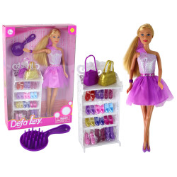 Lucy doll with a purple shiny dress and shoes set
