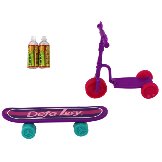 Liusės leļļu komplekts: skrejritenis, skrituļdēlis un ķiveres Leļļu un spēļu komplekti