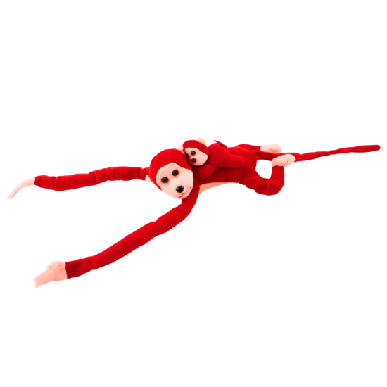 Mascot Plush Monkey with Baby, Red 70 cm Plīša rotaļlietas