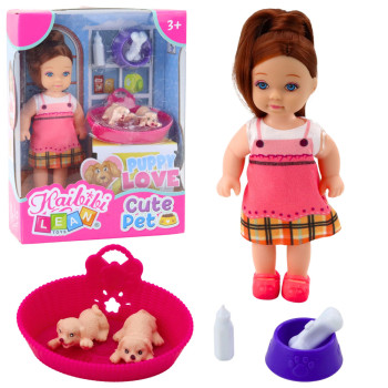 Mini leļļu komplekts ar diviem kucēniem