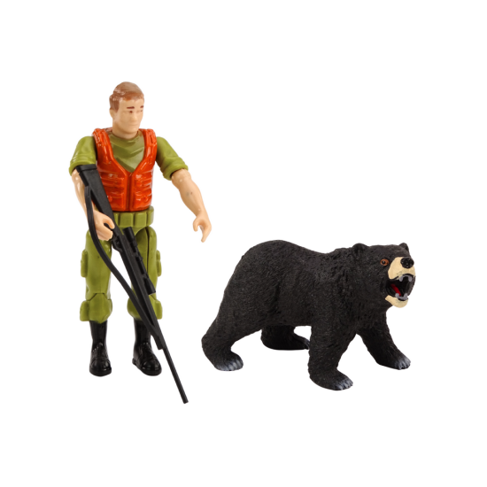 Off-Road Hunting Car Hunter Bear Lights Sounds Beige Rotaļlietu automašīnas