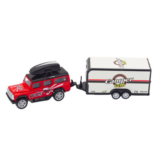Off-road car with a trailer, a camper, a metal drive Rotaļlietu automašīnas