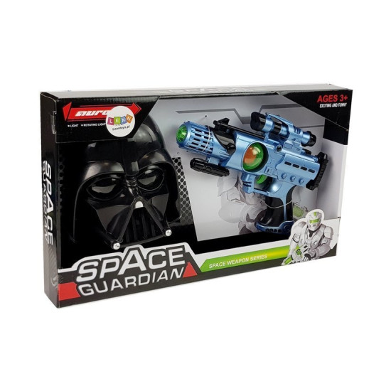 Kosmiskā karavīra komplekts ar lāzera pistoli un masku Šautenes