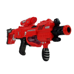 Sarkans spīdīgs tumsā šautenis ar patronām