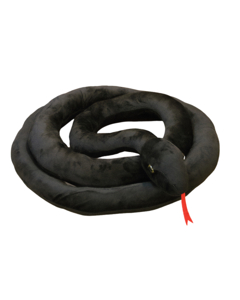 Plīša melna čūska talismans 110 cm