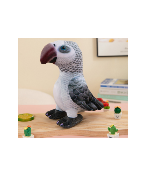 Plīša pelēkā papagailis talismans 20 cm