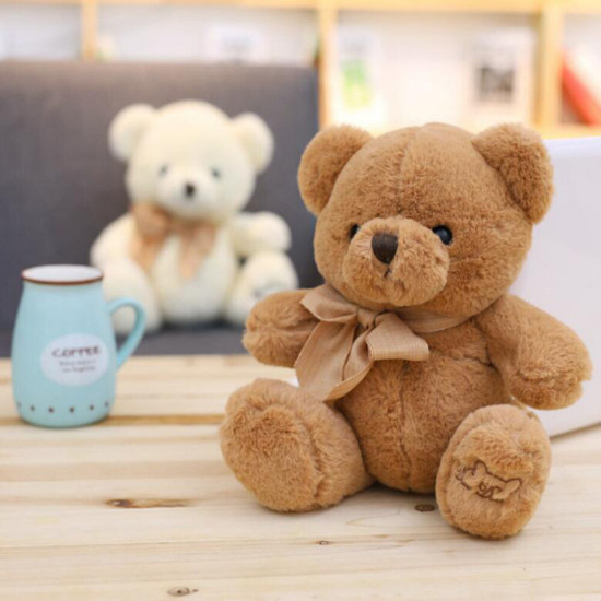 Plush Mascot Cuddly Toy Big Teddy Bear With Bow Brown 40cm Plīša rotaļlietas