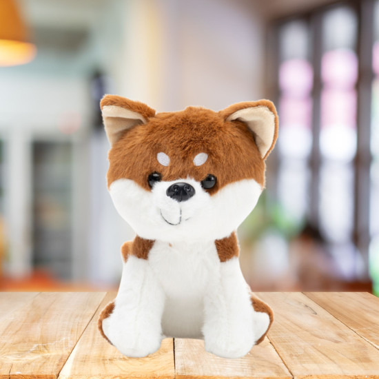 Plush Mascot Cuddly Toy Small Dog Shiba Inu White Brown 20cm Plīša rotaļlietas