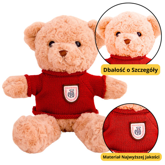 Plush Mascot Cuddly Toy Teddy Bear Beige Red Sweater 40cm Plīša rotaļlietas