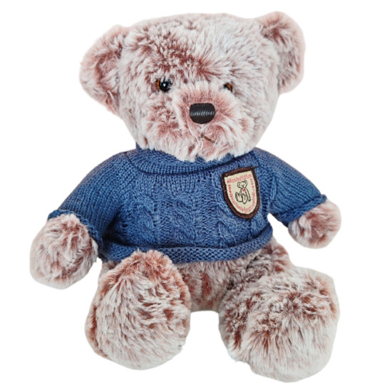Plush Mascot Cuddly Toy Teddy Bear Gray Blue Sweater 21cm Plīša rotaļlietas