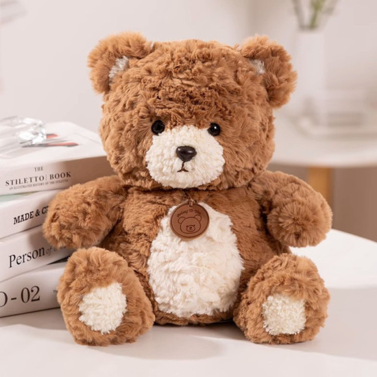 Plush Mascot Cuddly Toy Teddy Bear with Medallion Brown 25cm Plīša rotaļlietas