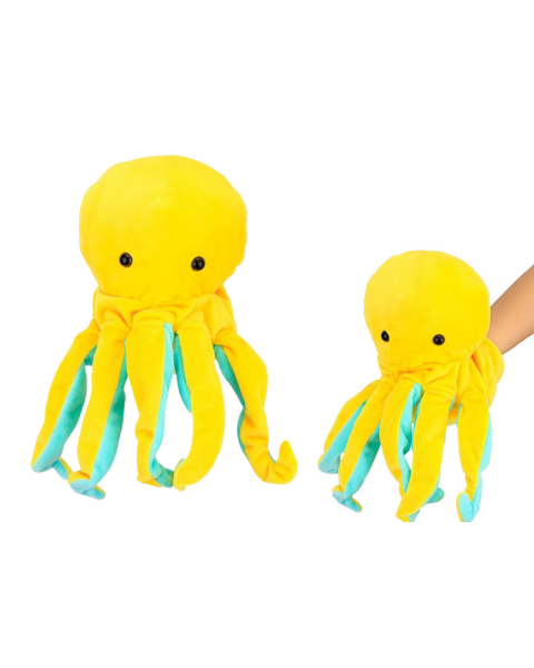 Plīša talismans astoņkājis dzeltena lelle 25 cm