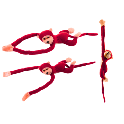 Plīša pērtiķu talismans ar skaņu, sarkans, 80 cm