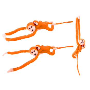 Plīša pērtiķis ar mazuļa talismanu, oranžs ar skaņu 70 cm