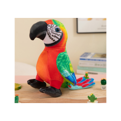Plush red parrot mascot 20 cm