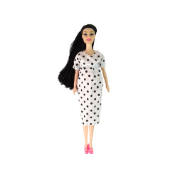 Grūtniece lelle baltā kleitā ar bērnu