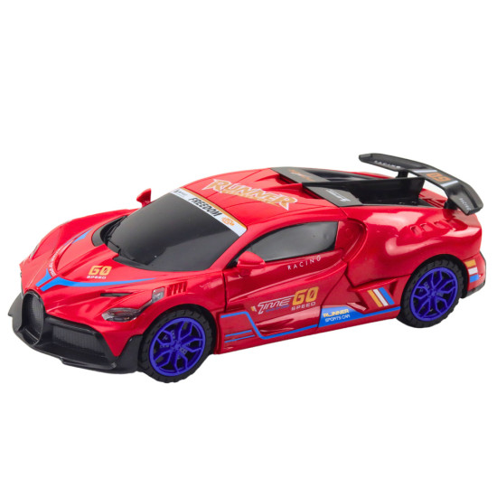 Sports Car Obstacle Sensor Led Ball 360° Rotation Lights Sound Red Rotaļlietu automašīnas