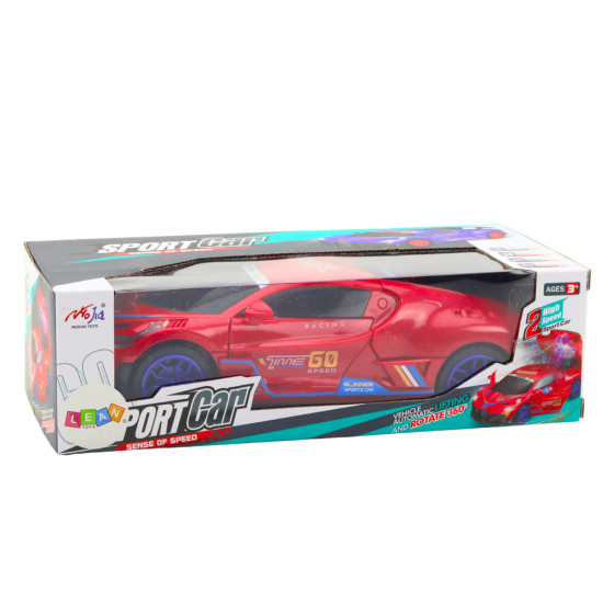 Sports Car Obstacle Sensor Led Ball 360° Rotation Lights Sound Red Rotaļlietu automašīnas