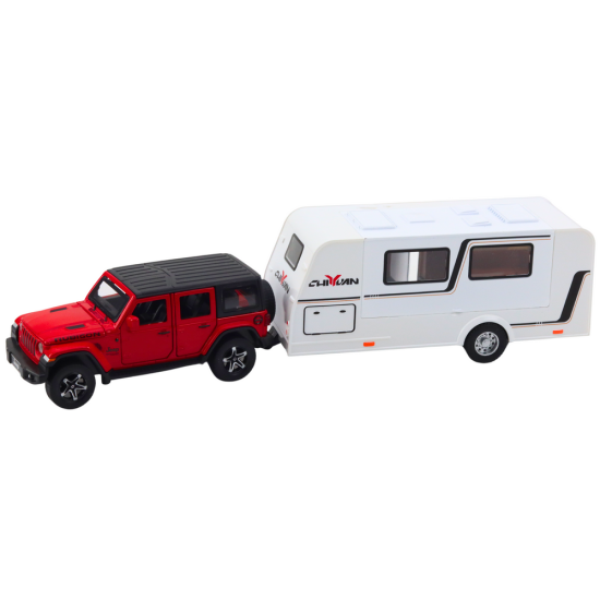 Set of Car Off-road Camper Metal Drive Lights Sounds Red 1:32 Rotaļlietu automašīnas