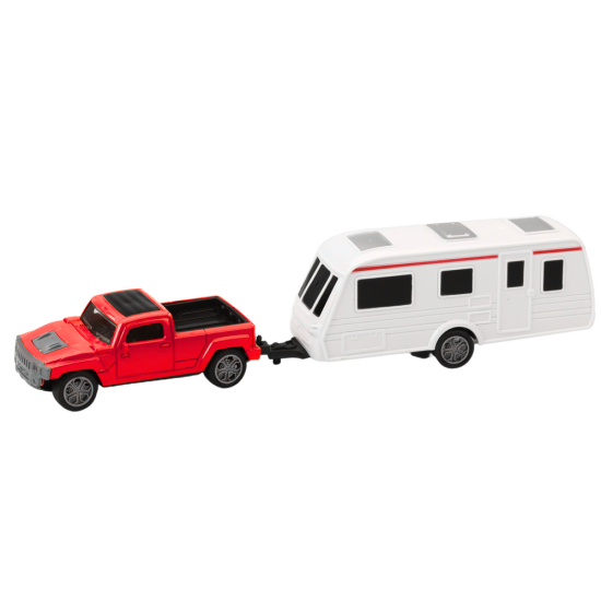 Set of Metal Car with Camper Trailer Red Rotaļlietu automašīnas